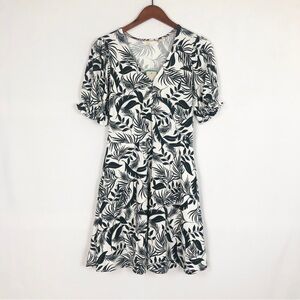 NEW Boden Midnight Garden Tropic‎ Foliage V Neck Jersey Dress Size 2R